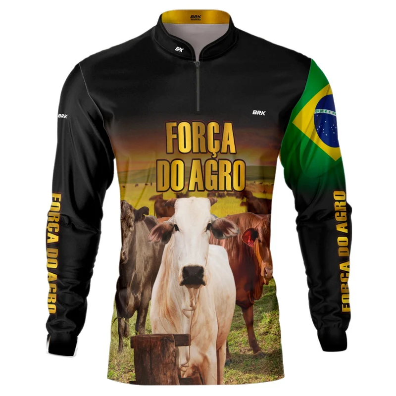 Camisa Agro Brk Força do Agro Carne Bovina com Proteção Solar UV50+ M