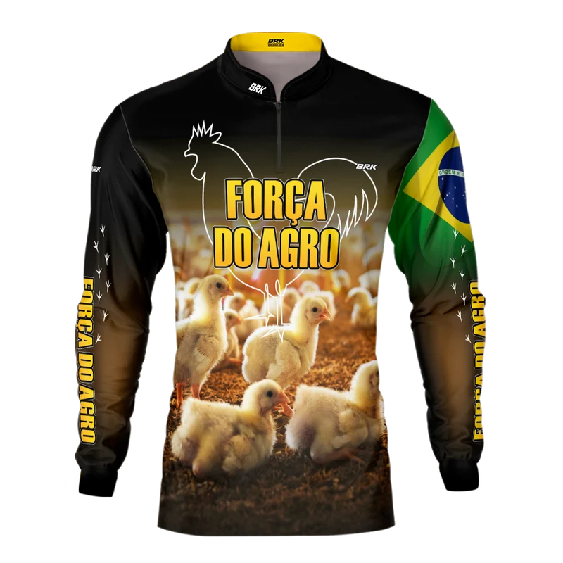 Camisa Agro Brk Força do Agro - Granja com Proteção Solar UV50+ M