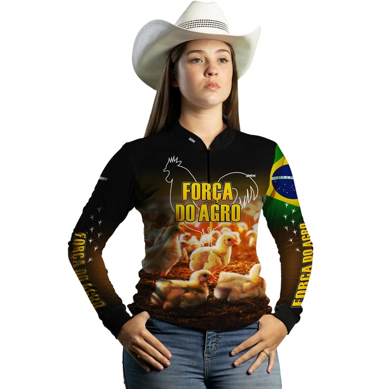 Camisa Agro Feminina Brk Força do Agro - Granja com Proteção Solar UV50+ G1