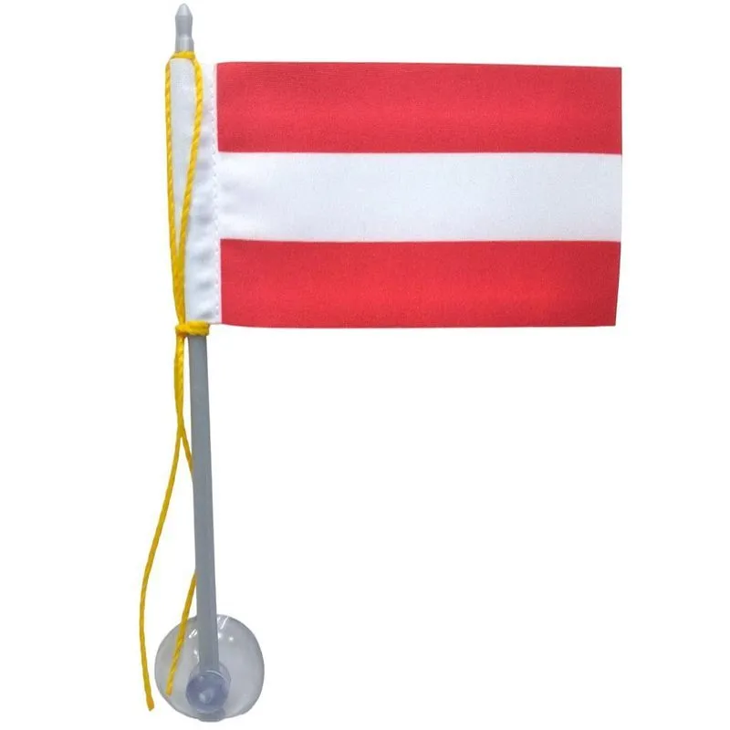 Mini Bandeira Áustria Ventosa Poliéster 5,5cm X 8,5cm 15 Cm