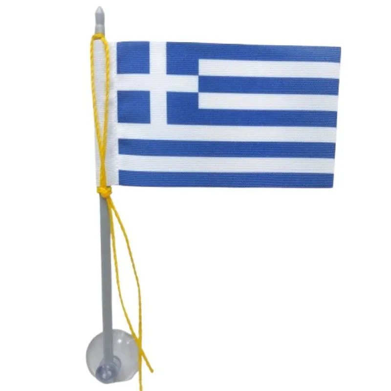 Mini Bandeira Grécia Ventosa Poliéster 5,5cm X 8,5cm 15 Cm