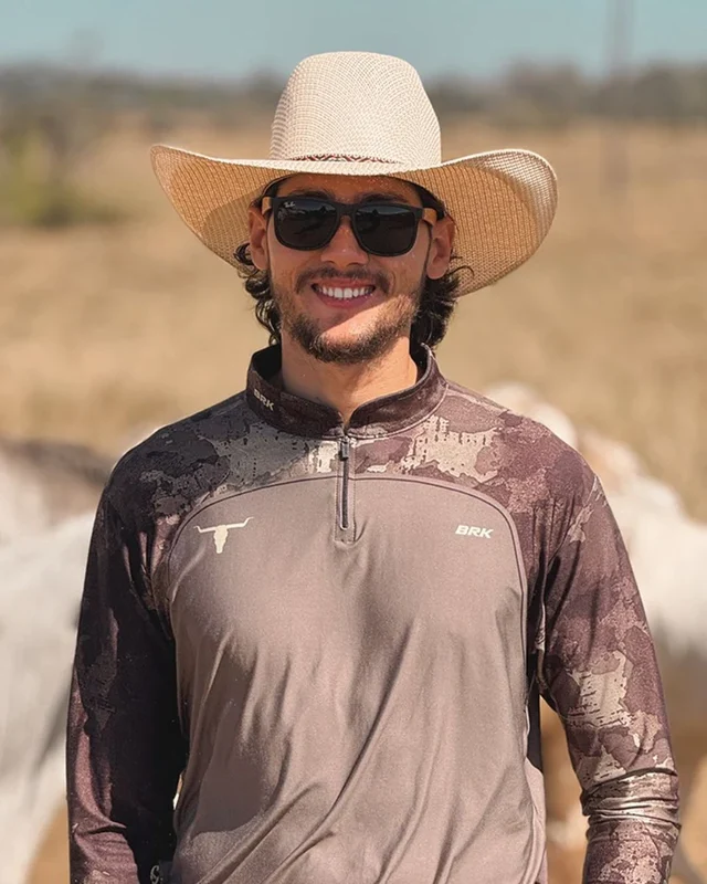 Camisa Agro Brk Camo Long Horn Brasil Cinza com Proteção Solar UV50+ M