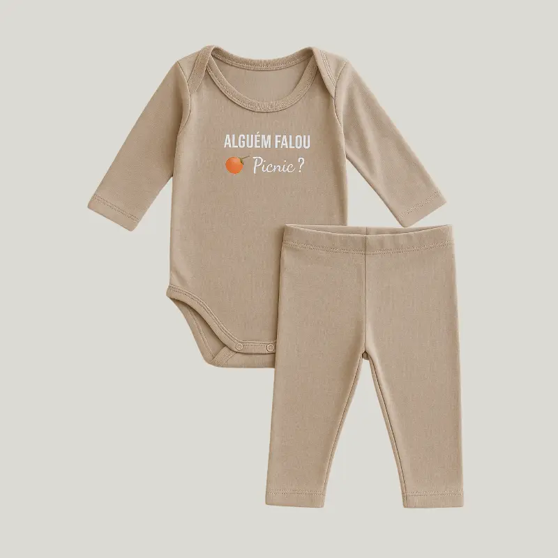 Conjunto Bebê Algodão Orgânic Alguém Falou Picnic 9 a 12 meses
