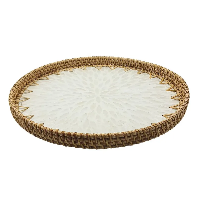 Bandeja Decorativa Redonda 34x34cm em PVC Milk