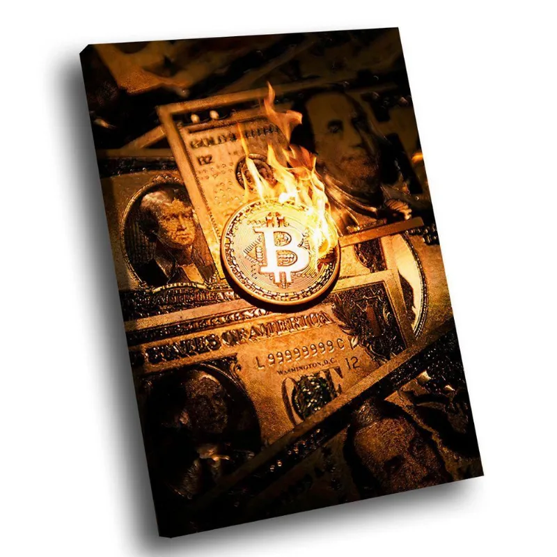 Quadro Bitcoin Fire -- Br Artes