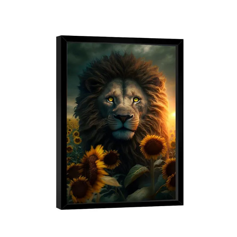 Quadro Leão Girassol -- Br Artes