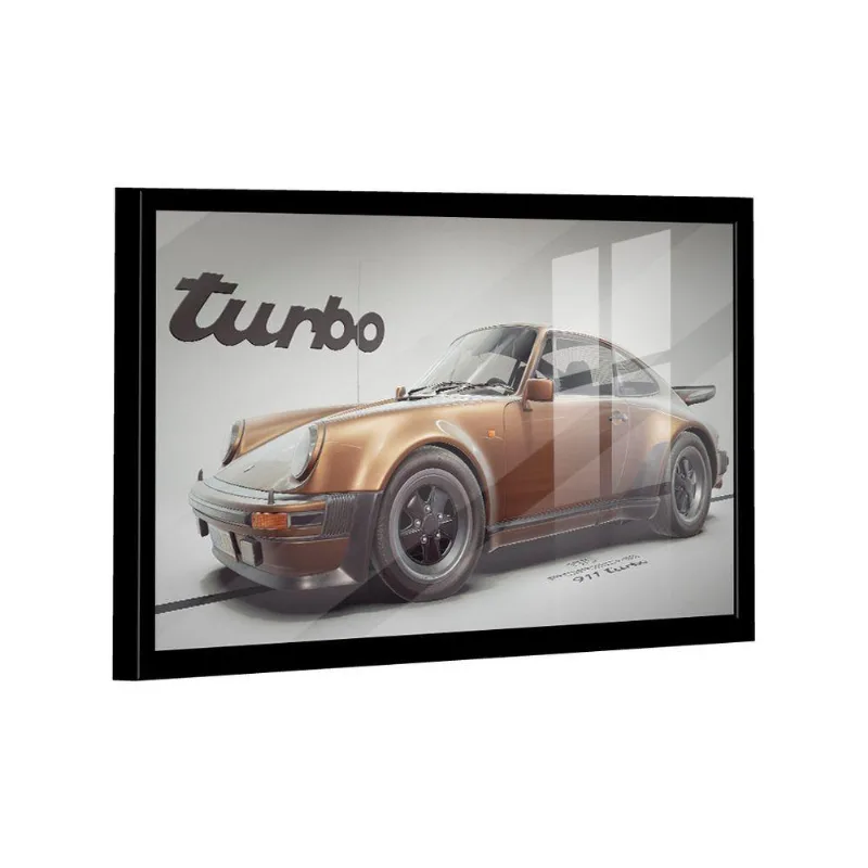 Quadro Porsche Gold 911 Turbo Br Artes