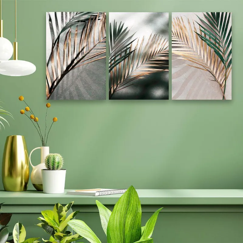 Conjunto De Quadros Trio Folhagem