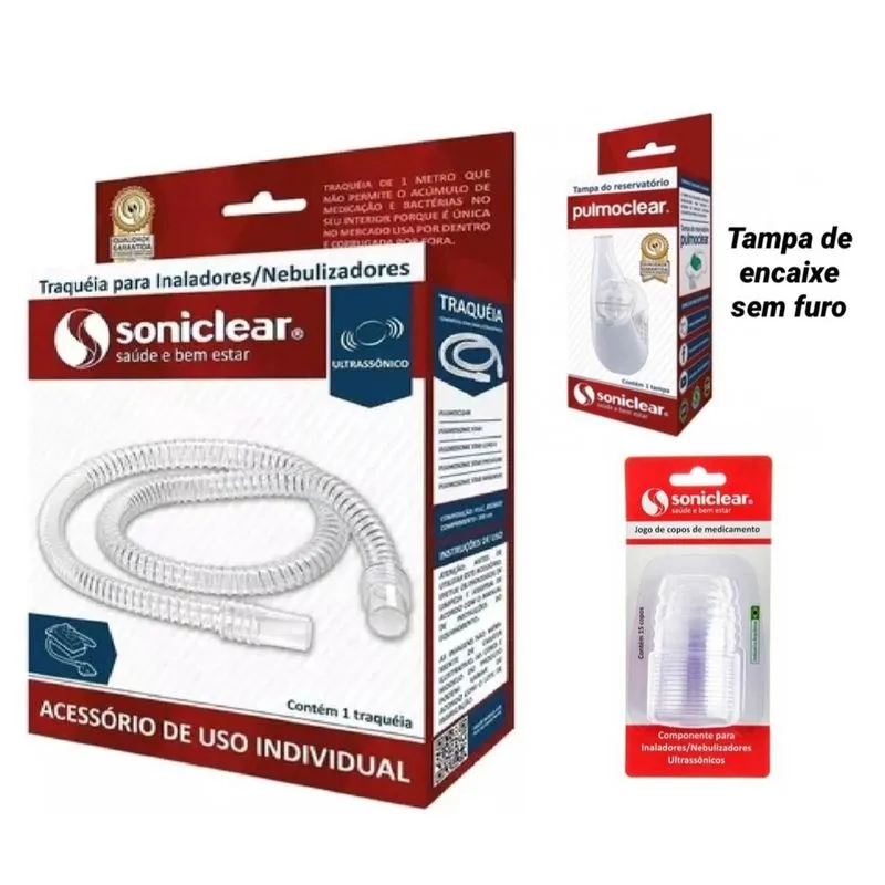 Mangueira Traquéia Inalador Pulmoclear + Tampa + Copinhos