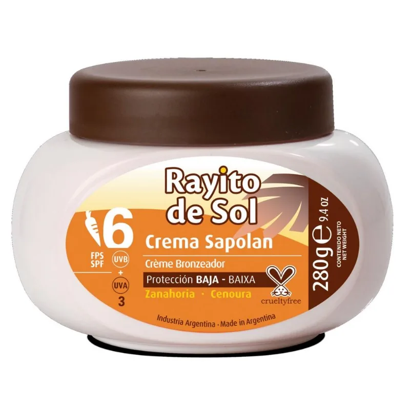 Creme Bronzeador Rayito De Sol Sapolan Cenoura 6fps 280ml