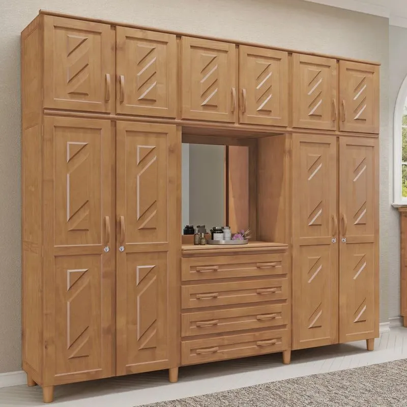 Guarda-Roupa 10 Portas 4 Gavetas Freijó Capelinha Madeira Pinus - Cavazotto