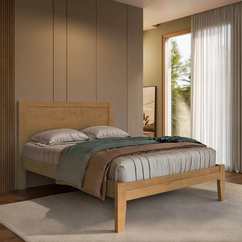 Cama Casal Topázio 1,40 Freijó em Madeira Pinus - Finestra