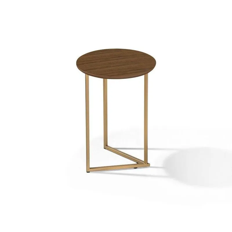 Mesa De Canto Decorativa Redonda Luxo Jade Lançamento dourado/malbec