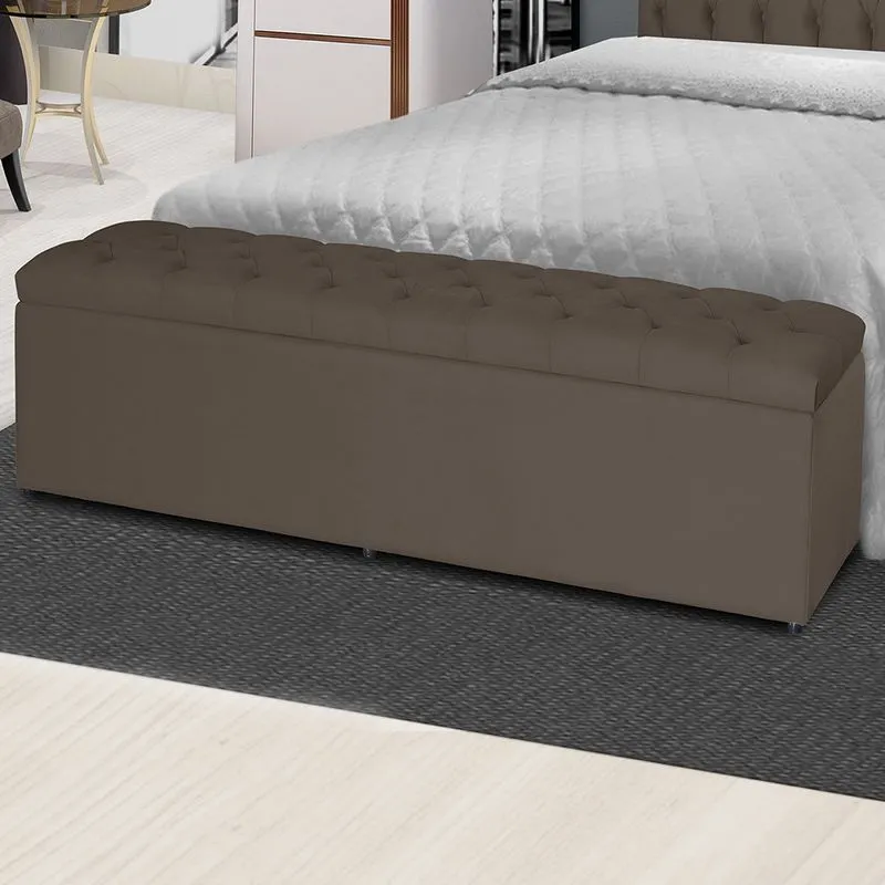 Kit 2 Baús Jade 120Cm Calçadeira Estofada Suede Cappuccino