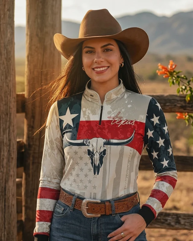 Camisa Agro Feminina Brk Texas Long Horn com Proteção UV50+ P