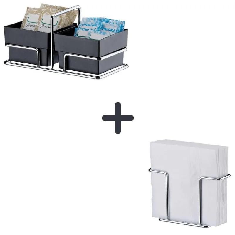Suporte Porta Sachês Chás Açúcar + Porta Guardanapo Future