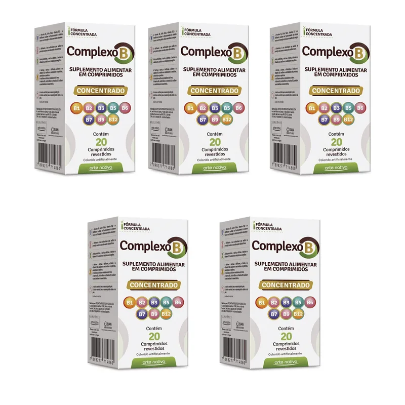 Kit C/5 Complexo B Concentrado Energia 20 Comprimidos Arte Nativa