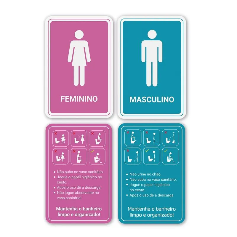 Chapas Para Banheiro Homem E Mulher 10x15cm + Regras De Uso