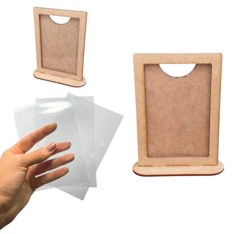 Kit 2 Porta Retrato Mdf Simples Cru P Foto 10x15 Com Acetato