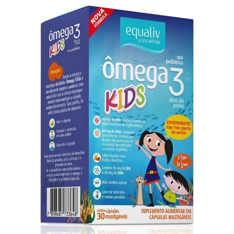 Ômega 3 Kids Mastigavel 30 Cápsulas Equaliv