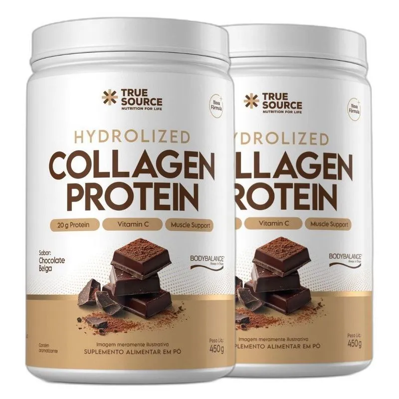 2x Collagen Protein Hidrolisado Chocolate 450g - True Source