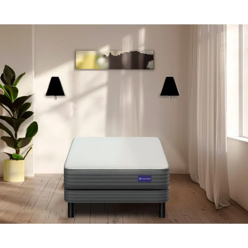 Sommier y colchon Indie de Resortes 1 Plaza y media 90x190 Sommier colchon Indie de Resortes 1 Plaza y media90x190
