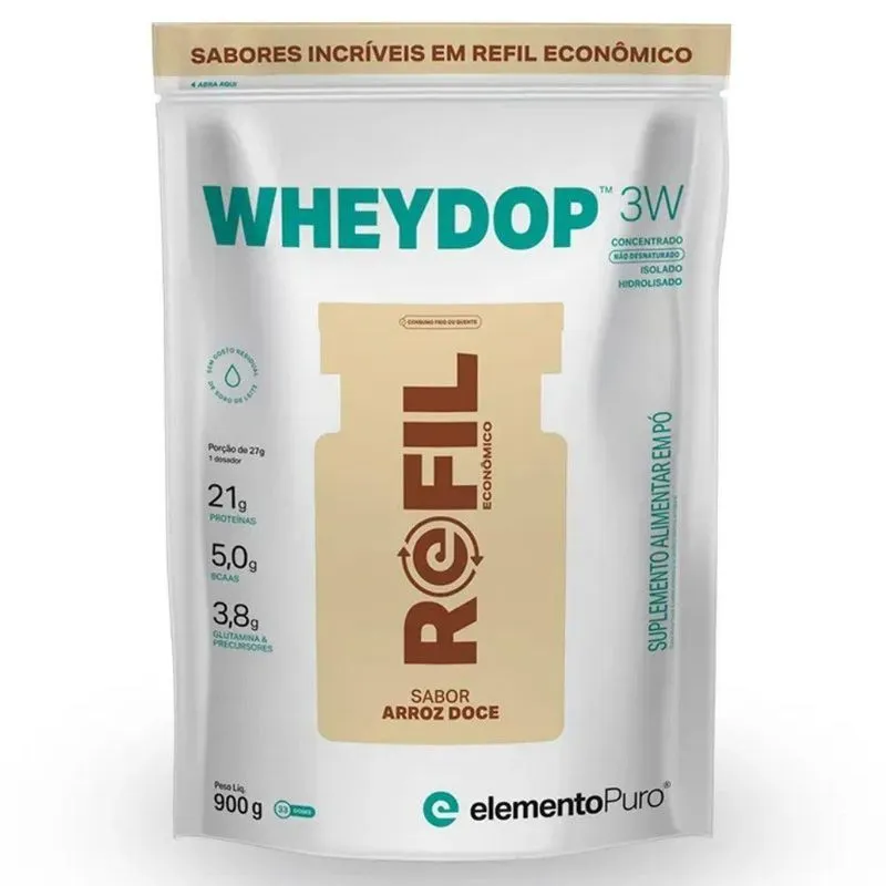 Whey Protein 3W Wheydop Arroz Doce 900g Elemento Puro