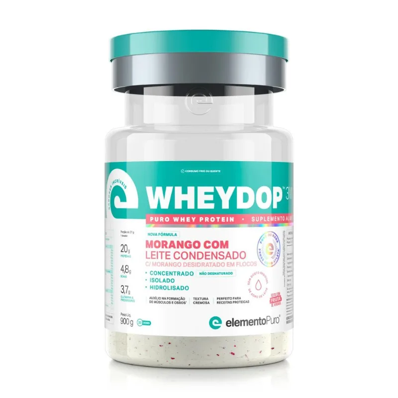 Wheydop 3w Morango Com Leite Condensado 900g Elemento Puro