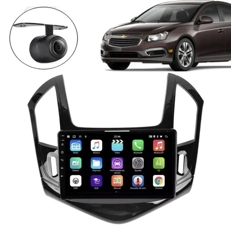Central Multimídia Automotiva 2 Din Multimídia Android 9 Pol E-tech Premium 9 Wi-Fi Bluetooth Preto