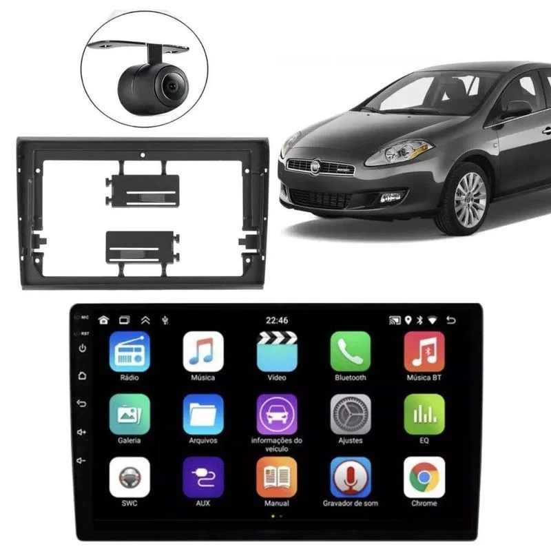 Central Multimídia Automotiva 2 Din E-tech Premium 9 Polegadas Wi-Fi Bluetooth Câmera de Ré Preto