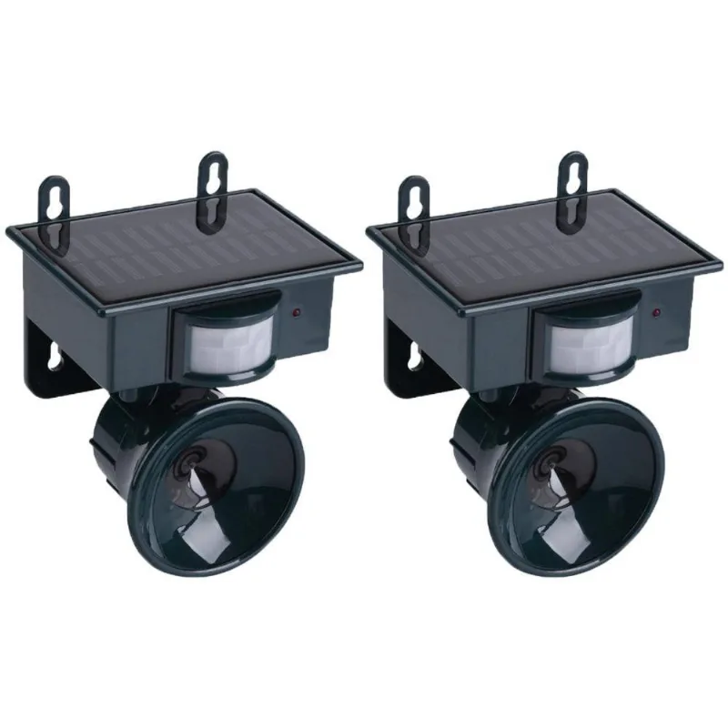 Repelente Solar Ultrassonico Jardim Kit 2 Uni Afasta Pombo Aves Praga Rato Detecta Movimento Presenç