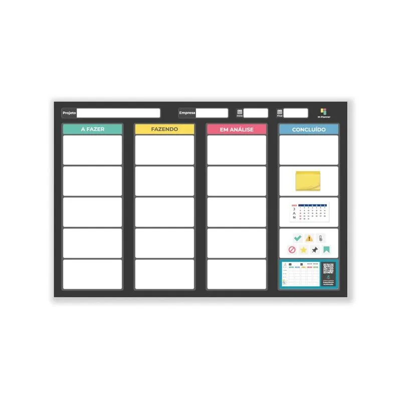 Organizador De Tarefas - Quadro Kanban + Tecnologia - Preto