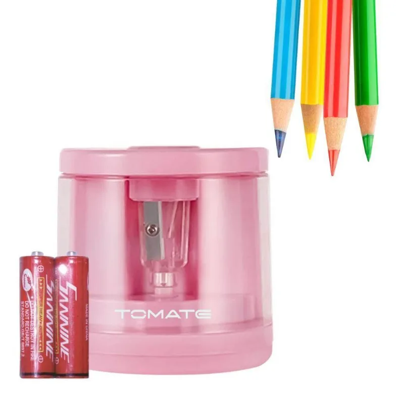 Apontador Elétrico Lápis Escolar Automático De Mesa Rosa