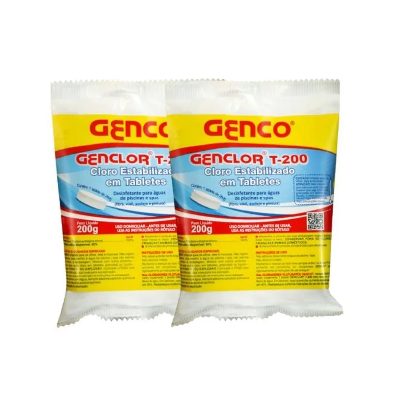 Kit 2 Unidades Cloro Tablete Tradicional Genco 200gr