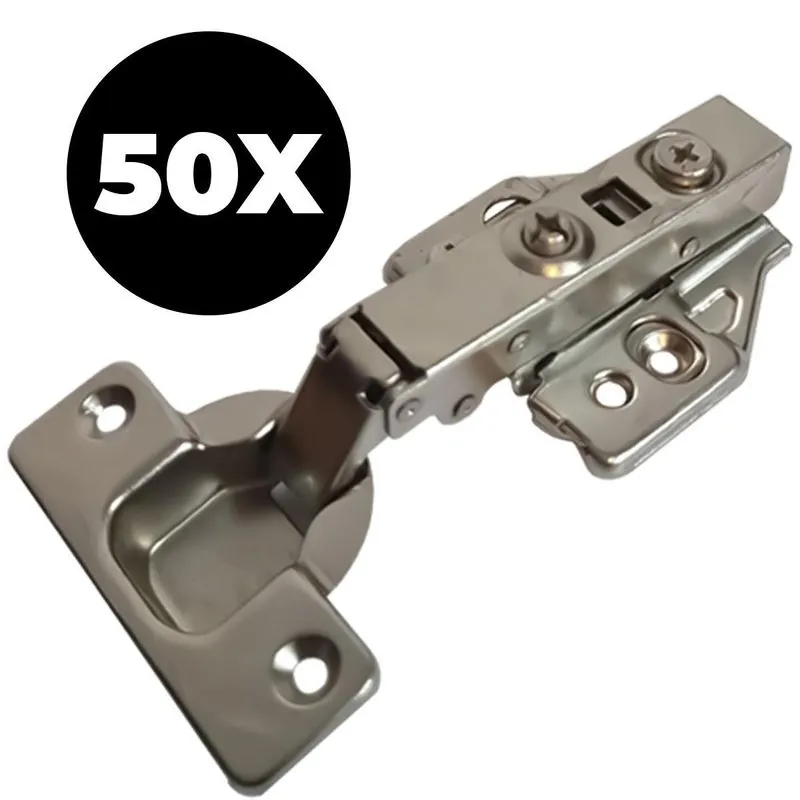Kit 50 Dobradiça Reta 35mm Com Pistão Calço 3d Clipon 25 Par