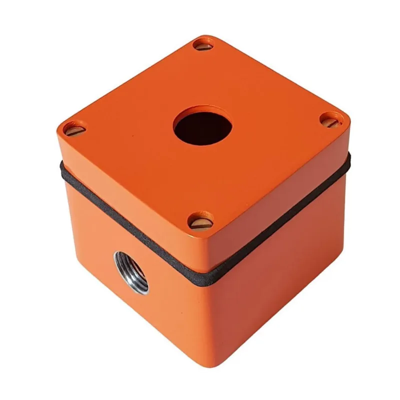 Caixa / Botoeira Metálica Alumínio 1 Furo 22Mm Laranja Ip66