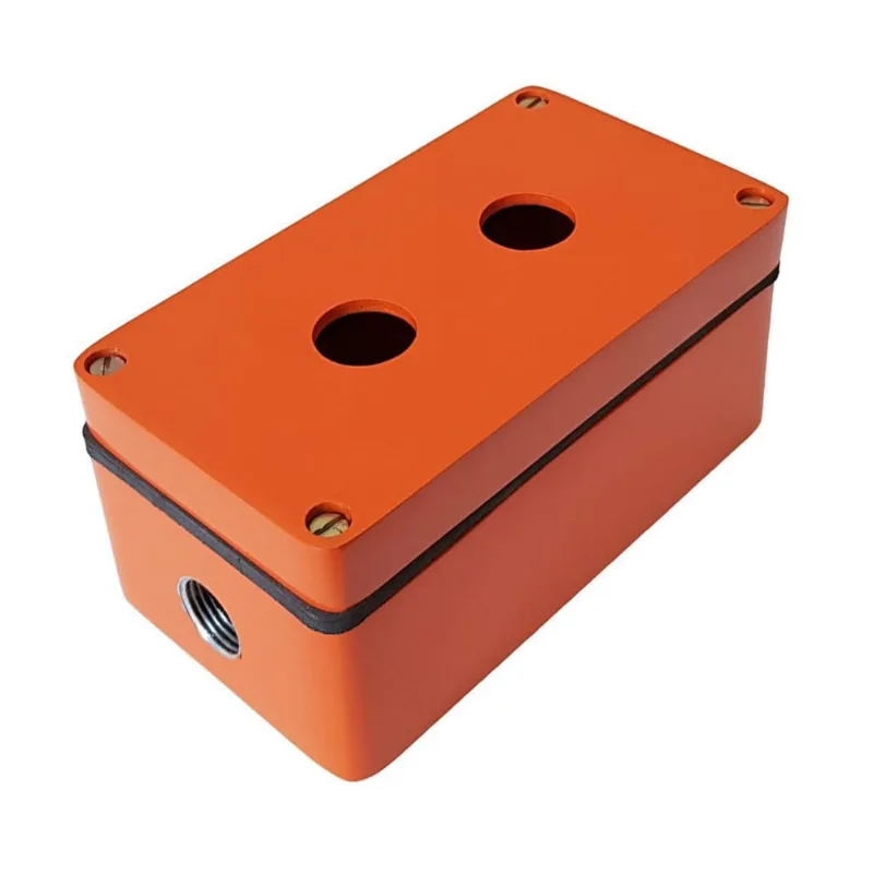 Caixa / Botoeira Metálica Alumínio 2 Furos 22Mm Laranja Ip66
