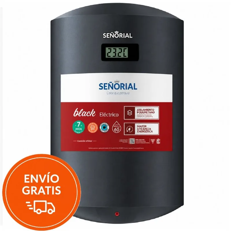Termotanque Eléctrico Señorial 60 L Black TSBE-60 – Conexión Inferior - Envio Gratis
