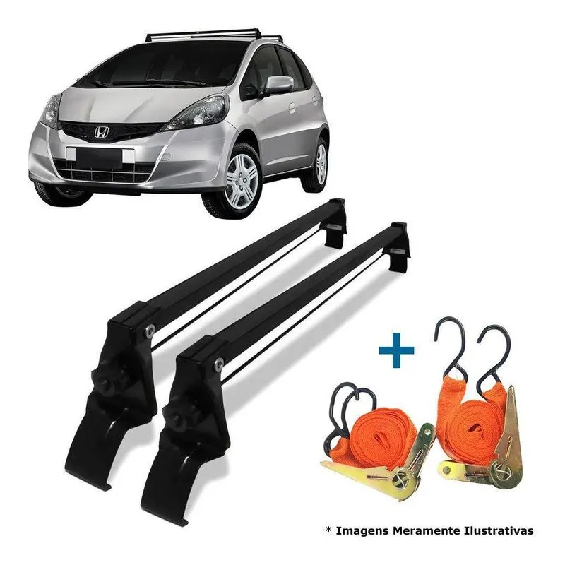 Rack Teto Bagageiro + 2 Cintas Honda Fit Ano 03/14