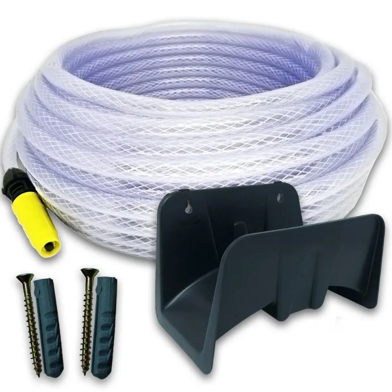 Kit Completo Mangueira Jardim Trançada Cristal Suporte,
