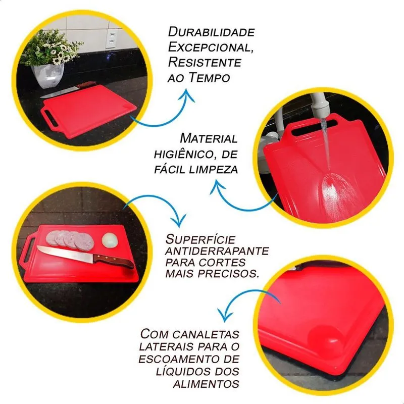 Kit 3 Tábuas Frios Tábua Churrasco Corte Carne Cozinha