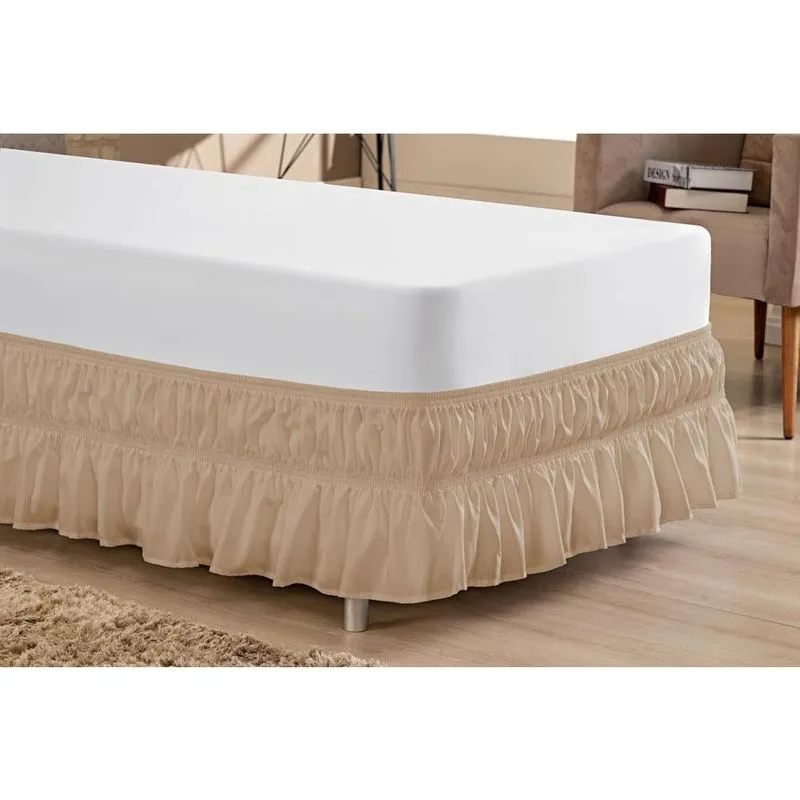 Saia Para Cama Box Solteiro Com Duplo Elástico - Avelã