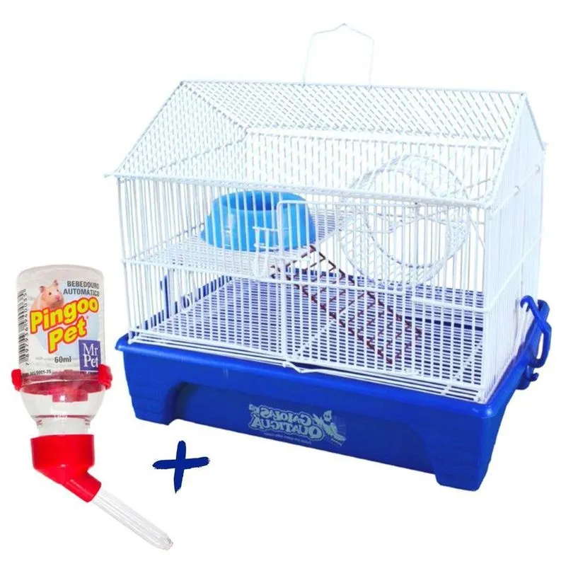 Gaiola Para Topolino Camundongo Com Escada Rodinha Bebedouro Azul