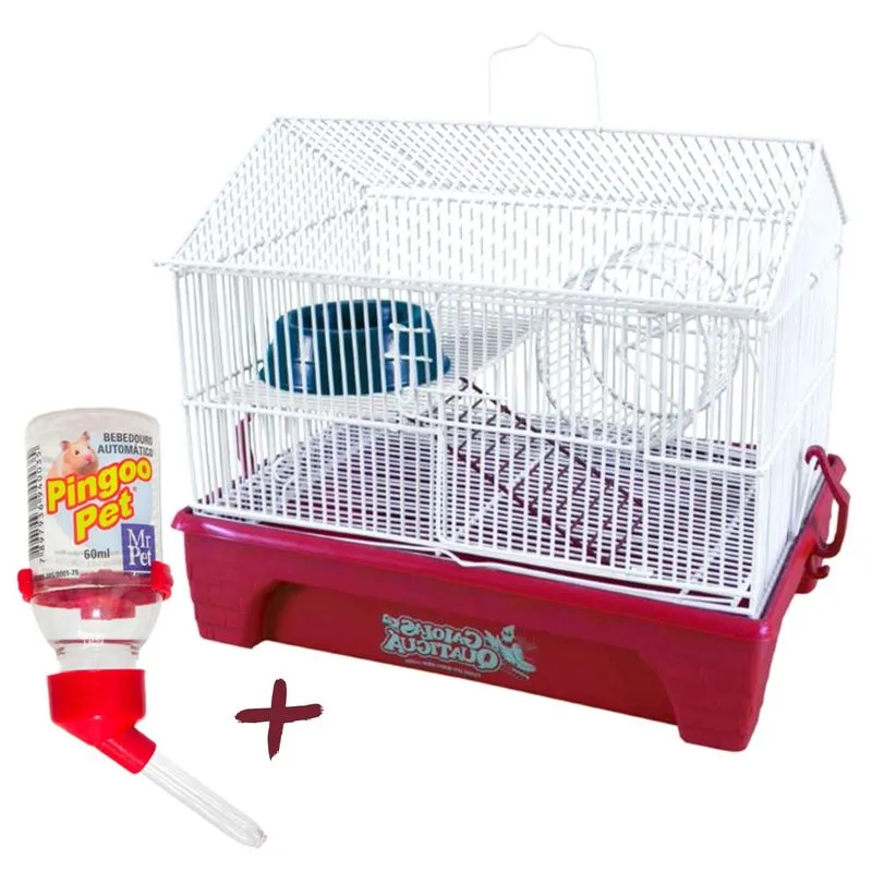 Gaiola Topolino Camundongo Com Rodinha Bebedouro - Vermelho