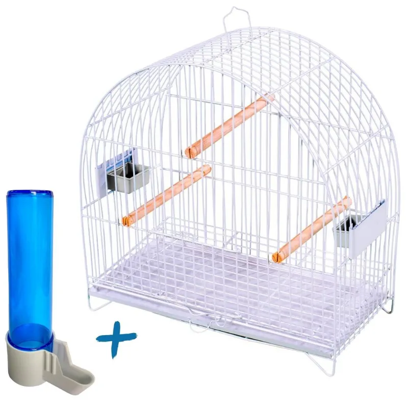 Kit Gaiola Canário Malha Fina Arco N03 Com Bebedouro Pássaro