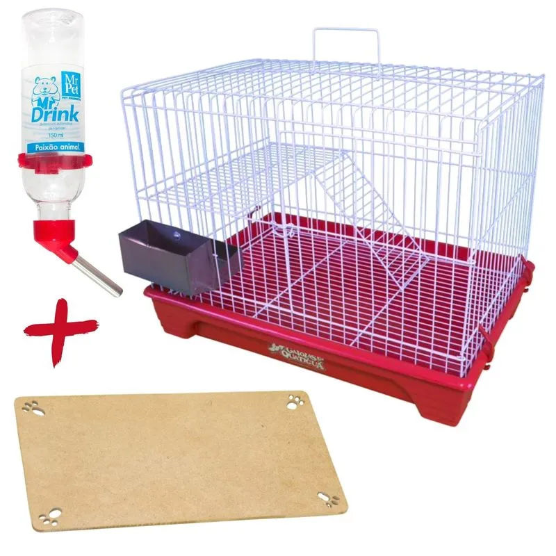 Gaiola Chinchila Coelho Acessórios Descansa Patas - Vermelho