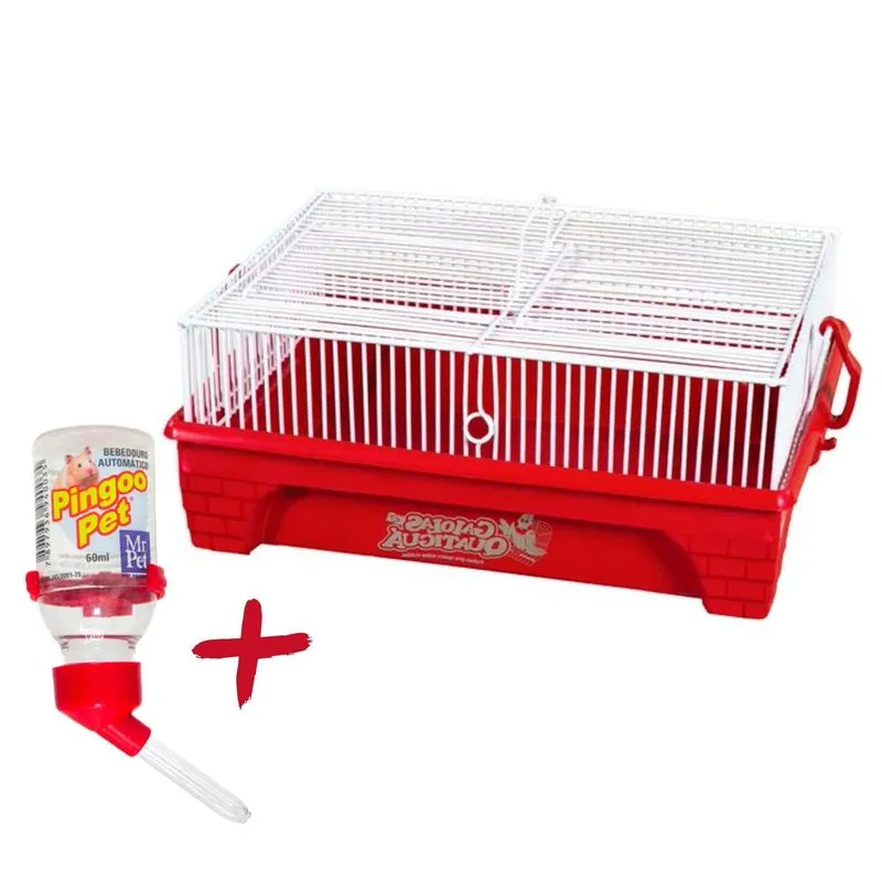 Gaiola Criadeira Para Topolino Com Bebedouro - Vermelho