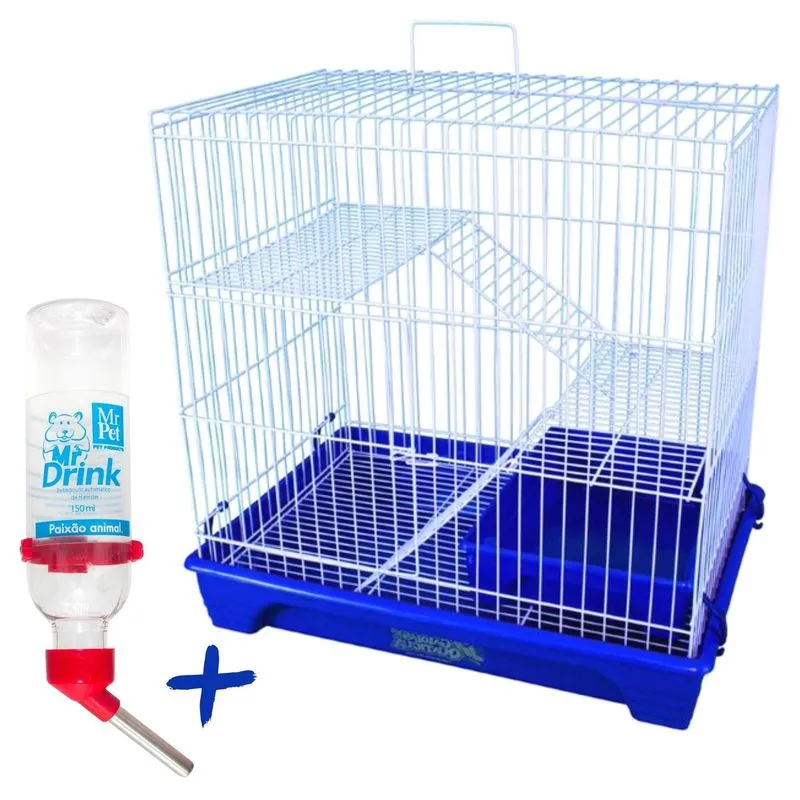 Gaiola Grande Para Furão Com Bebedouro - Azul