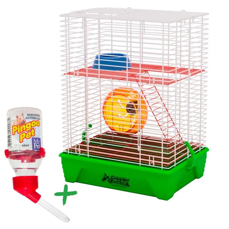 Gaiola Hamster 2 Andares Acessórios E Bebedouro - Verde