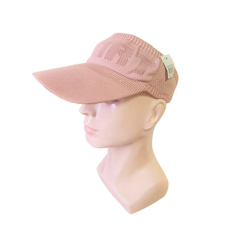 Boné Viseira Em Tricô Rosé Elástico | Aba Grande 10cm
